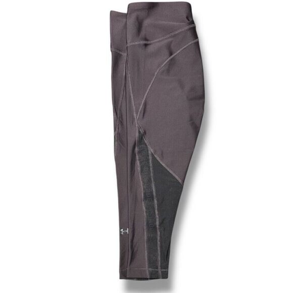 Under Armour M Leggings Black Purple HeatGear Crop Compression Stretch Athletic - Picture 6 of 9